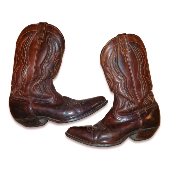 Boulet Vintage Leather Mid-Calf Cowboy Boots Made In Canada [9.5M/11F US] - Picture 5 of 6